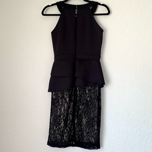 Floral Lace High Neck Peplum Dress Womens 4  Black Nude Dark Romantic Whimsygoth - Picture 2 of 6